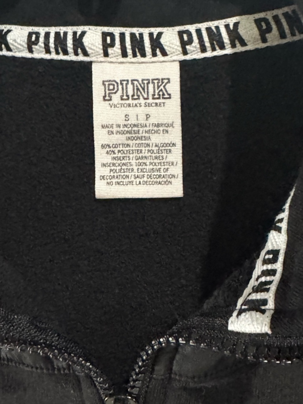 Victoria's Secret PINK Black Half-Zip Hooded Pullover - Picture 5 of 8